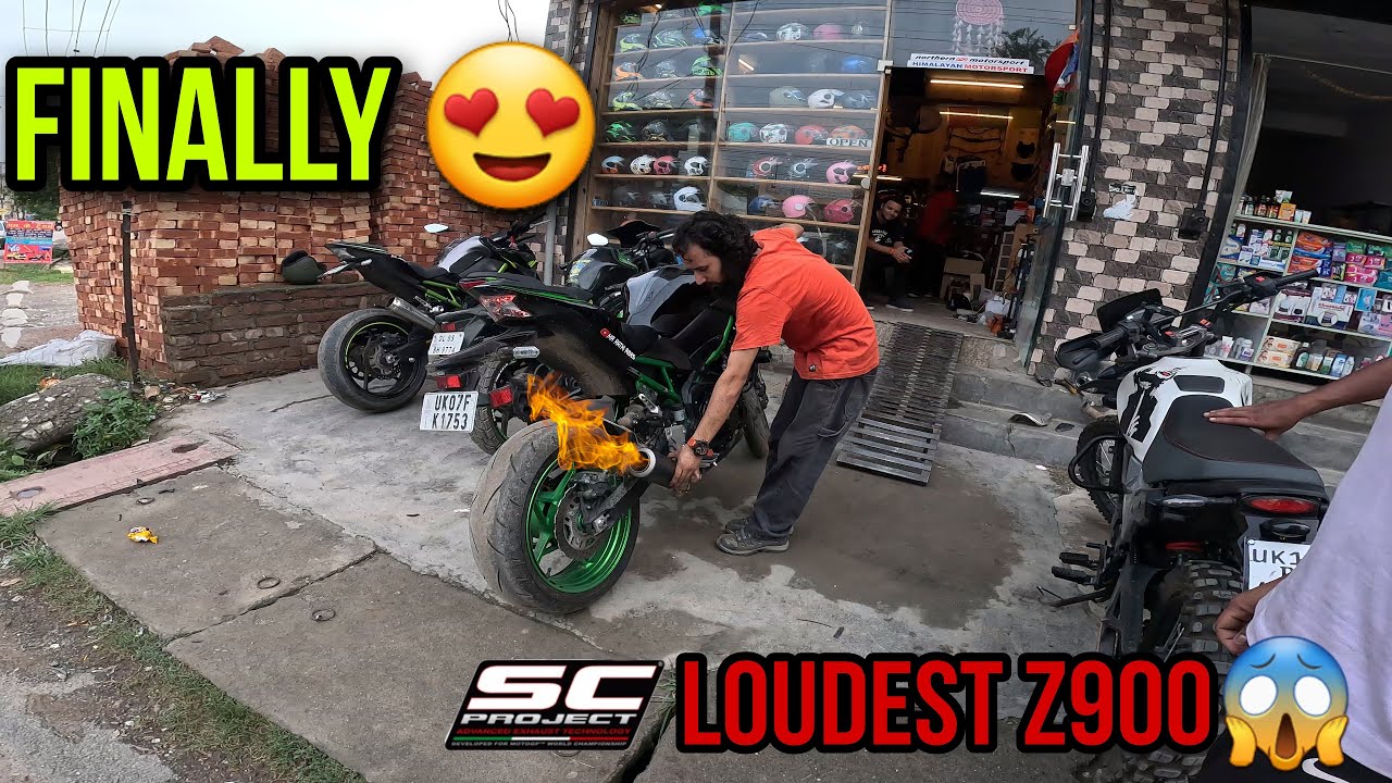 Finally Installed Loudest Exhaust On My Kawasaki Z900😱 Crazy Backfires