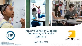 Sip Community Of Practice 2023 - Behavior Supports - Session Three