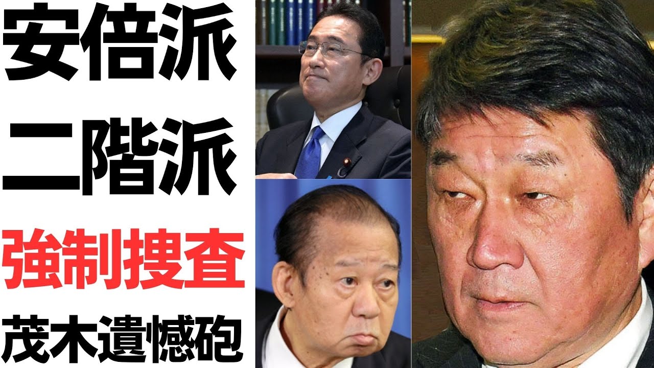 安倍派・二階派強制捜査と茂木幹事長の反応を扱う動画のサムネイル