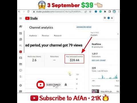 $39 Earning Youtube CPM work 3 September | Online Earning In Pakistan Part 4 Live Proof New Youtuber 2022 #shorts | AfAn 21k