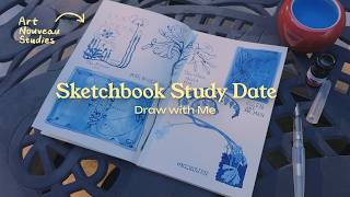 Sketch with Me in the Garden | Fountain Pen ASMR🖋️(art nouveau studies, nature ambiance, no talking)