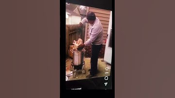 First time deep frying a turkey 🦃 😂 dads upset (must watch)