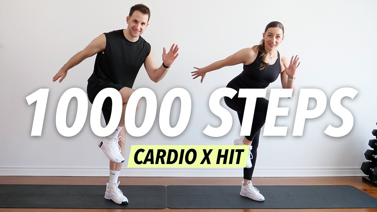 1 Hour Cardio HIIT Workout at home - 10000 steps for Fat Burn (No Equipment)