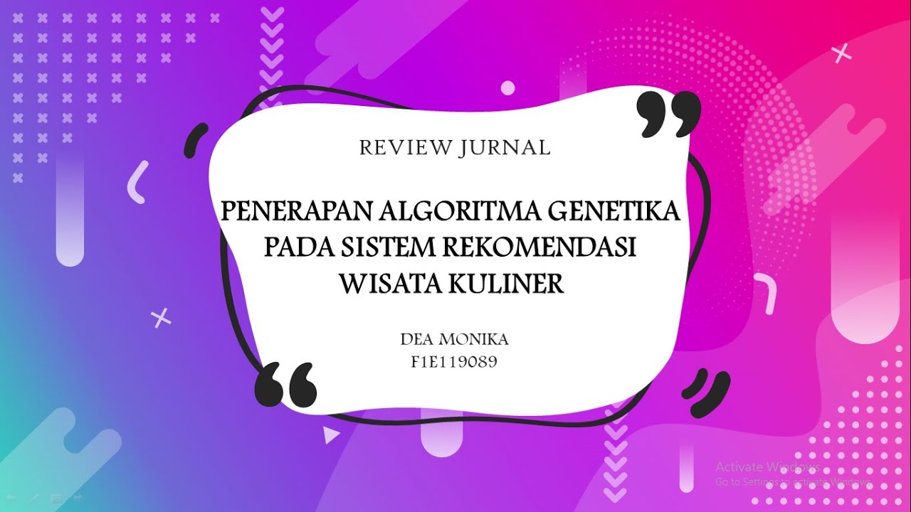 Review jurnal penerapan algoritma genetika pada sistem rekomendasi