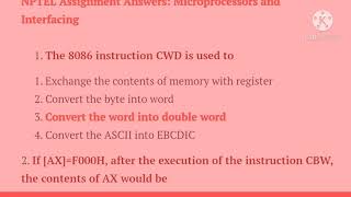 Microprocessors and interfacing | NPTEL assignment 4 solution | NPTEL assignments | Wealth