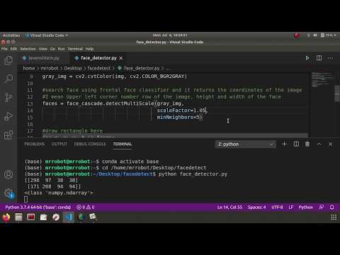 Face Detection using opencv, python and  HAAR Cascade Frontal Face Classifier - Part 1