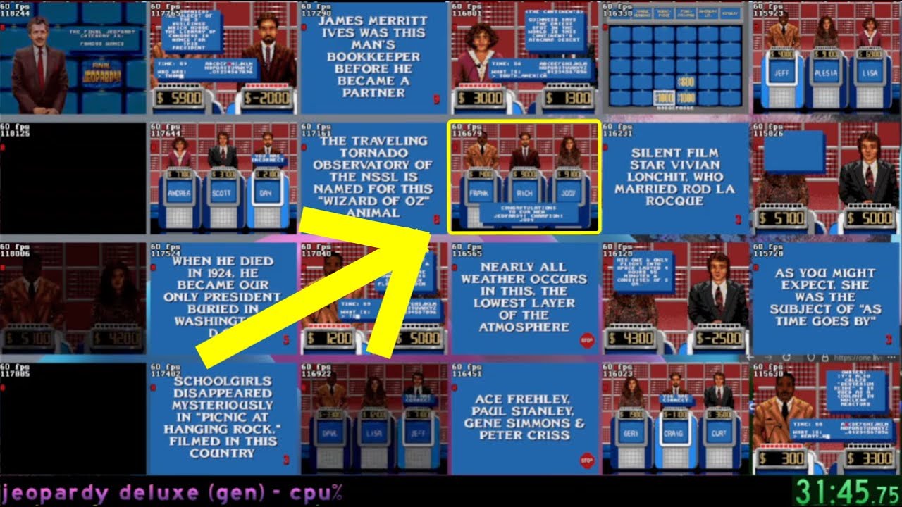 Jeopardy! Deluxe Edition (Gen) Speedrun - CPU% - 31:45 - YouTube