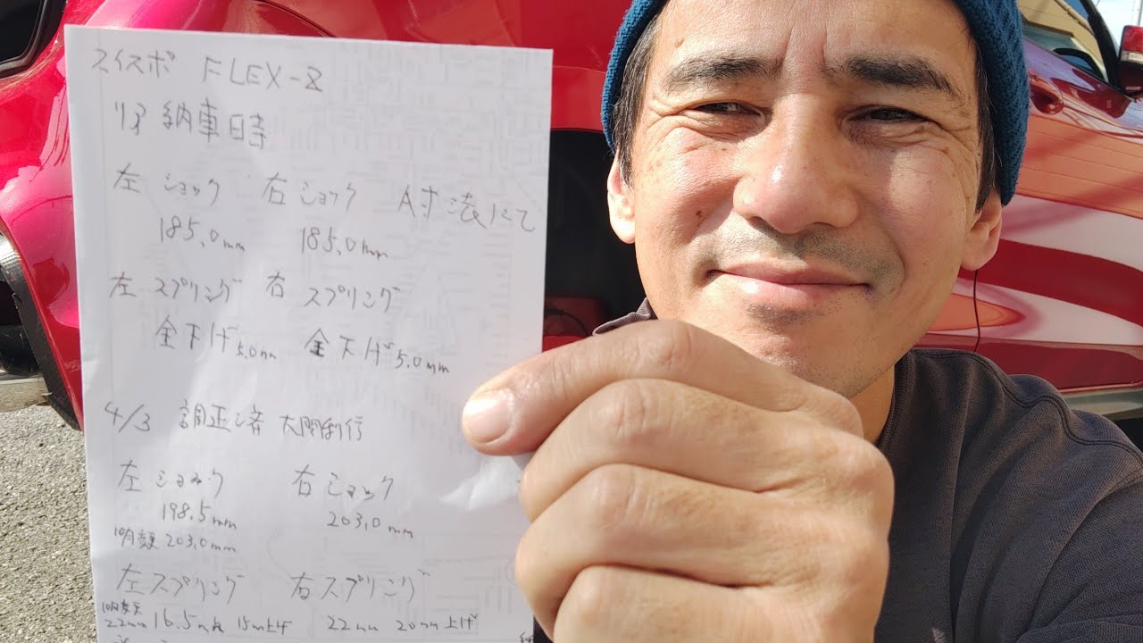 [zc33s](アンチョコあって良かった✨)TEINリアショック出荷設定の寸法に戻しました😅