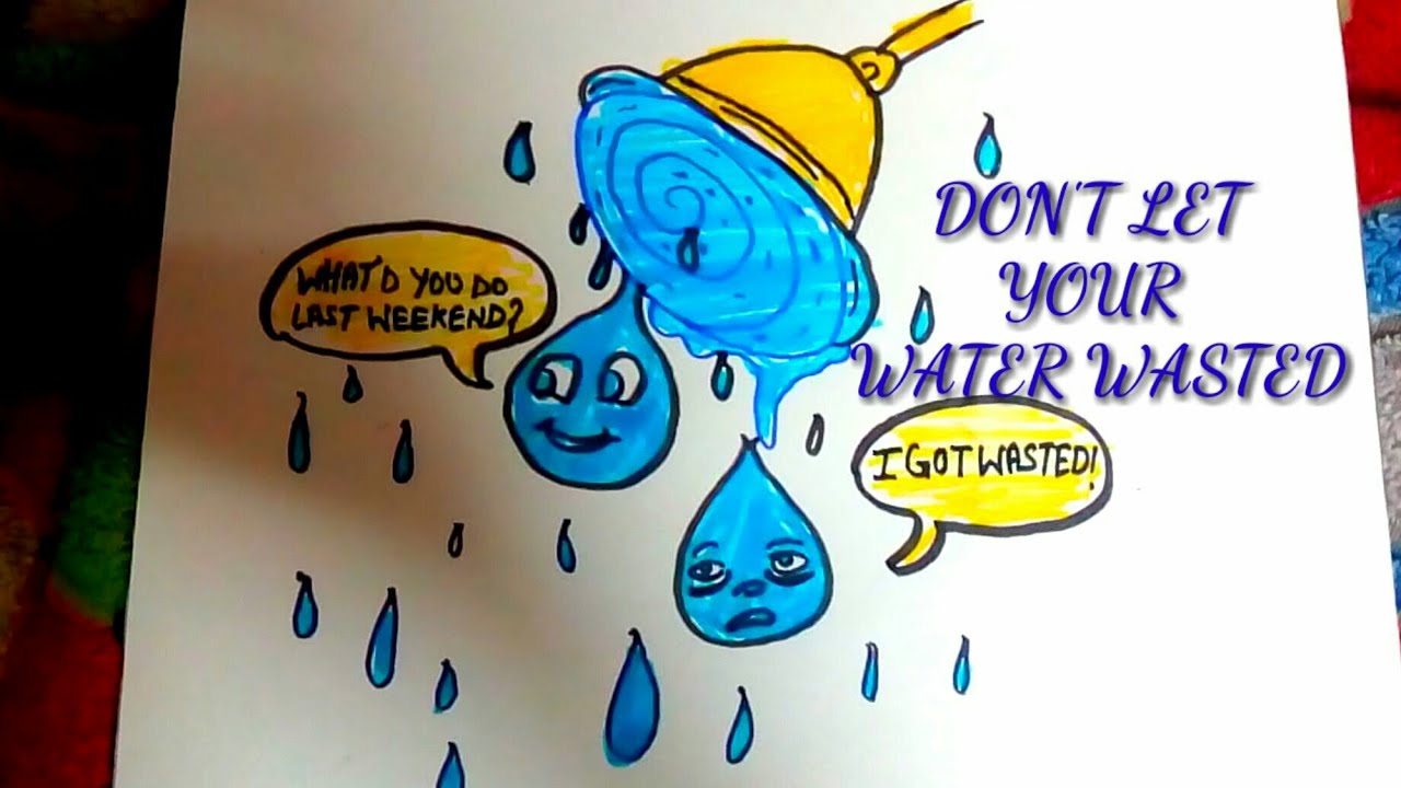DRAWING ON SAVE WATER -DON'T WASTE IT - DRAW STEP BY STEP ...