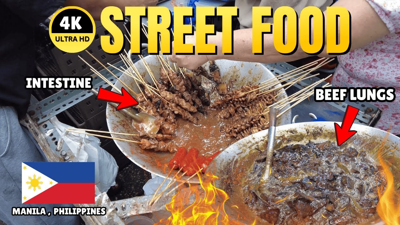 [4K] Безумное приключение с уличной едой – говяжьи легкие, кишки и многое другое! Манила, Филиппи...