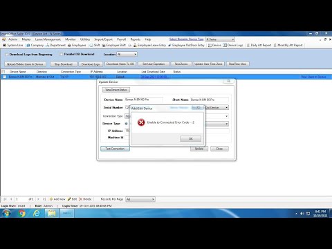 Unable to Connected Error Code - - 2 | Device connectivity issue in Smart Office Attendance Software