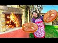 Baking traditional azerbaijani sweet breads for our family in the village