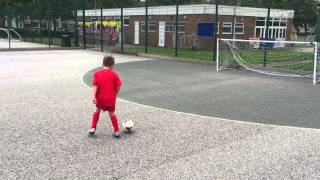 My 5 year old attempting the crossbar challenge. His favourite show is soccer am. So here it is