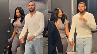 Interacao adoravel entre Klay Thompson e Megan Thee Stallion apos o jogo