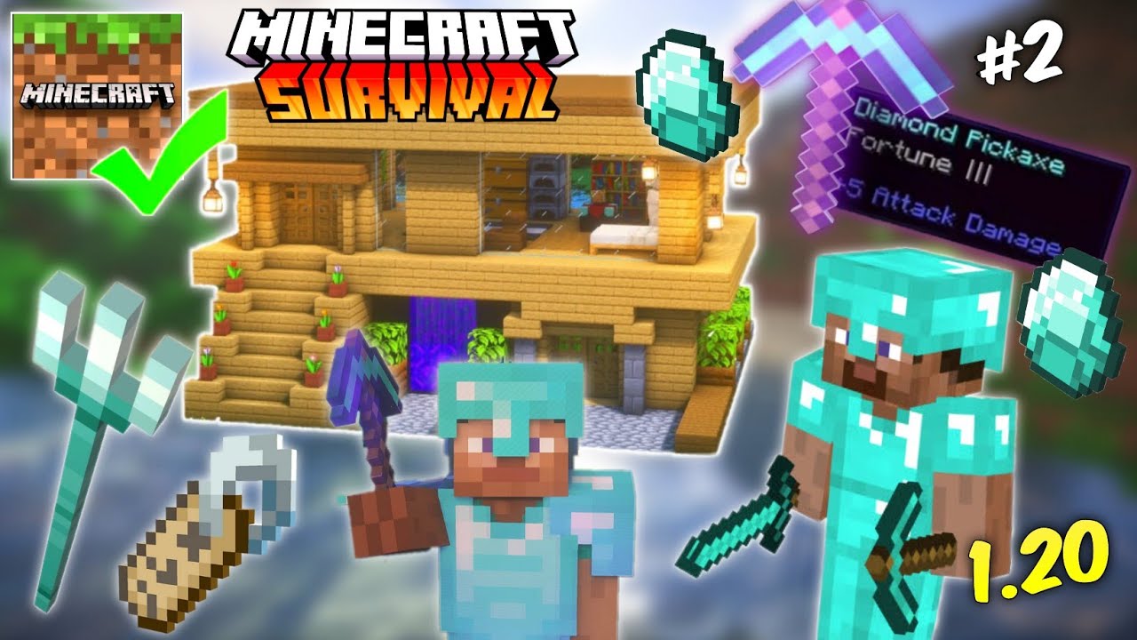 Minecraft Pe Survival series #2 in Hindi | I Made Diamond Armor And A ...