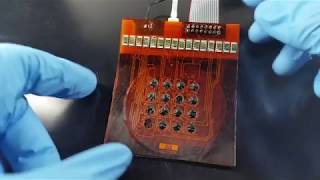 Matrix of 16 DEAs driven by integrated array of flexible 1 kV TFTs