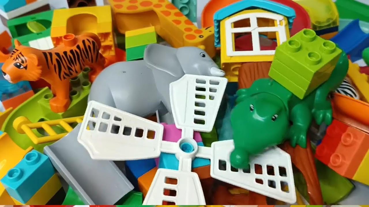 Satisfying Building Blocks Marble Run ASMR #79 block coaster tree house elephant many animals live10