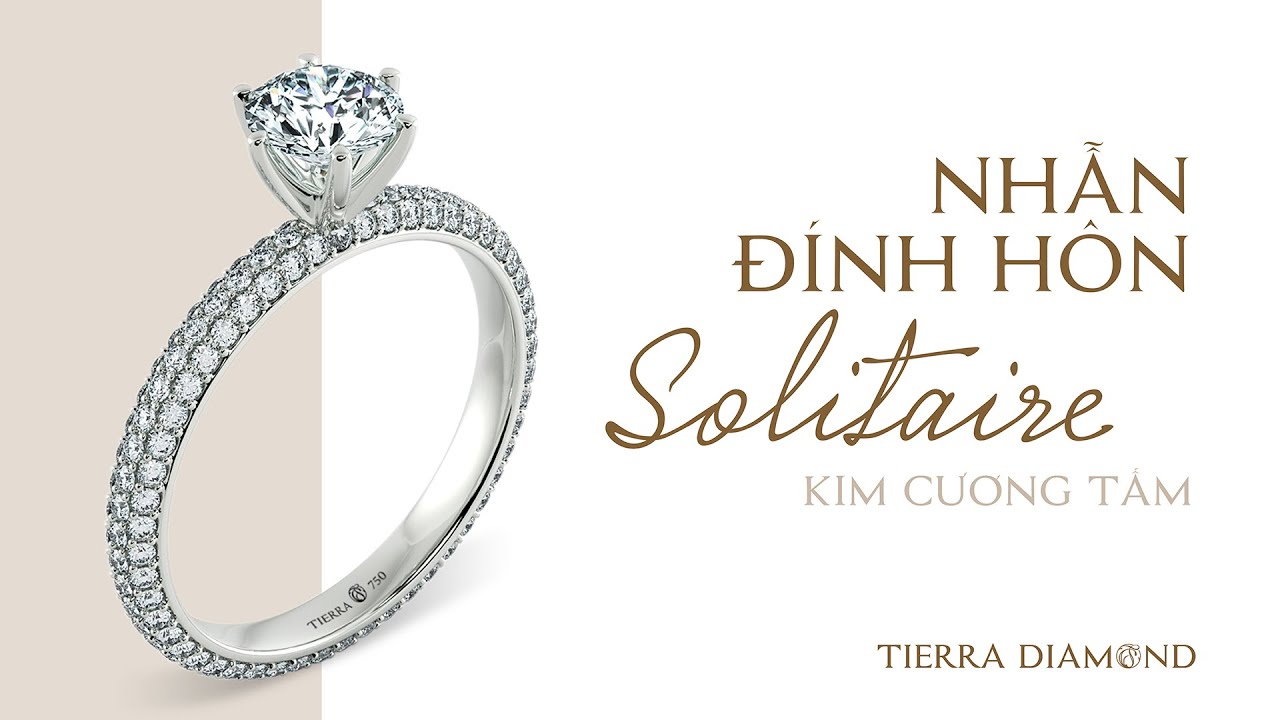Nhẫn đính hôn Solitaire Pave 3 mặt kim cương tấm |... - youtube