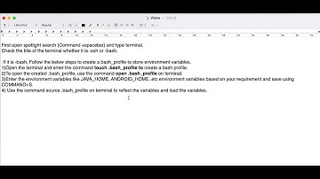 Bash profile creation on Macbook for Environment variables