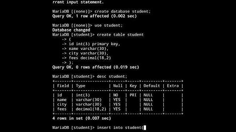 انشاء جدول في MySQL وحل مشكله نمبر 1064