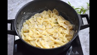 Creamy  Farfalle White Sauce Pasta-10 min , instant butterfly pasta breakfast / dinner recipe