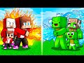 JJ and Mikey: WATER vs FIRE Elemental Family Battle in Minecraft - Maizen