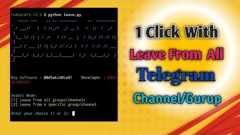 How to Leave 1 Click With Telegram All Channel / Gurup With Python Script |