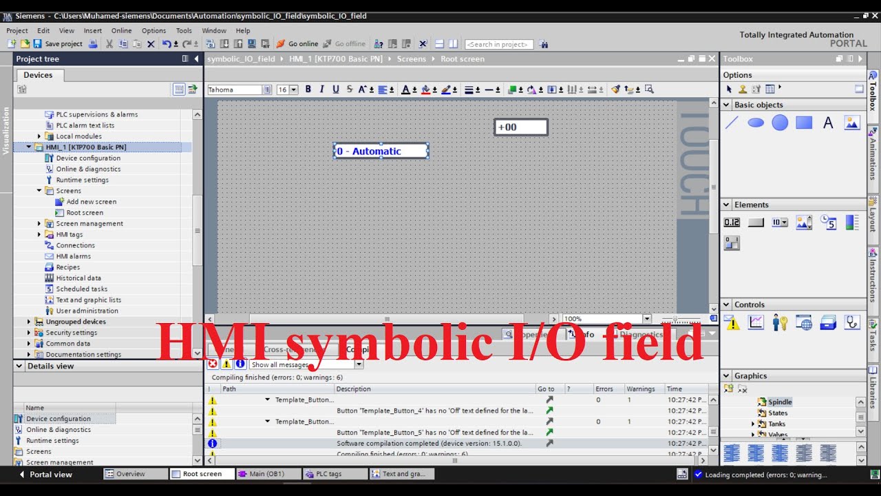 TIA Portal HMI tutorial - Symbolic I/O Field - YouTube