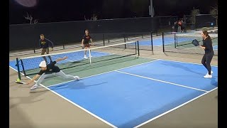 Pickleball. 5.0-5.5 level. Luke Ness and ??? vs Reyna Ash and Andre Millet. Game 4 of 4.