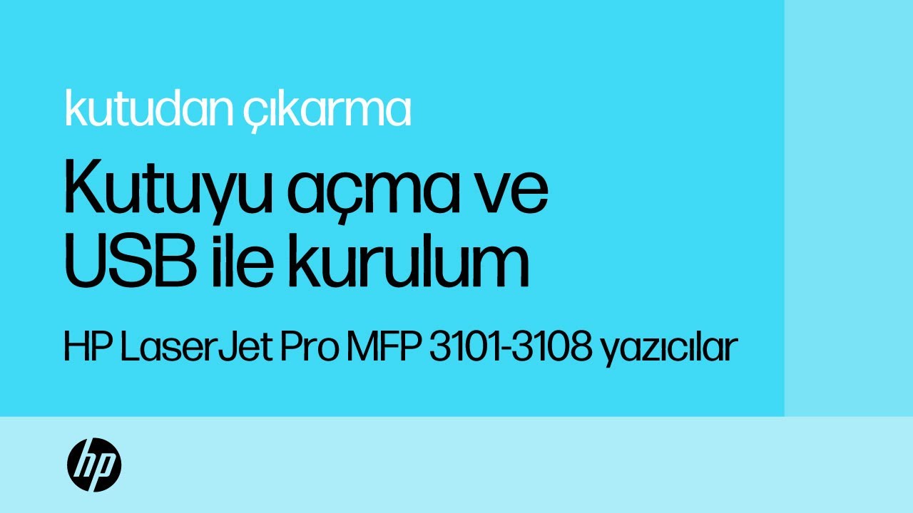 Kutuyu açma ve USB ile kurulum HP LaserJet Pro MFP 31013108