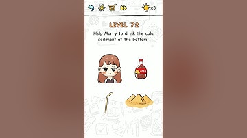 Brain challenge level 72 Help marry to drink cola sediment at the bottom, Solution Walkthrough