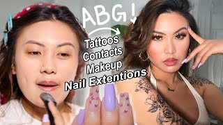 *EXTREME* ABG Transformation  Asian Baby Girl Nails + Makeup +Tattoos