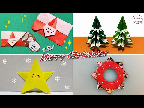 クリスマス 折り紙】サンタさんの封筒🎅ツリー🎄星🤩リースの