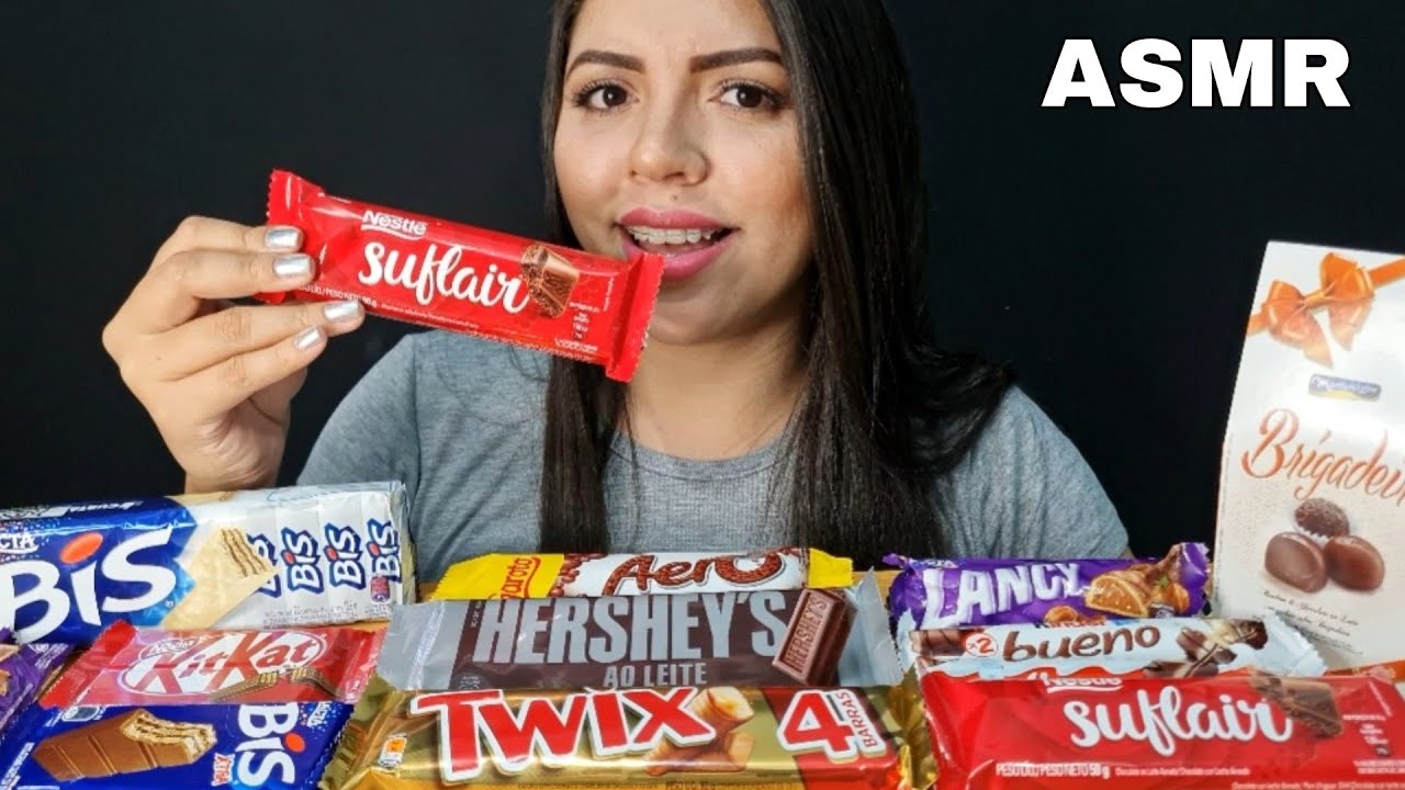 ASMR COMIDA - COMENDO VÁRIOS TIPOS DE CHOCOLATE (MUKBANG) SONS DE MASTIGAÇÃO