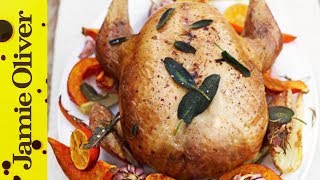 Jamie oliver shows you the best way to prepare and roast a turkey.
with delicious flavoured butter, top stuffing tips, safe cooking times
& temperature...