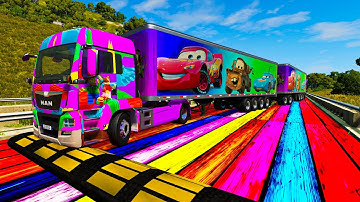 Trucks Cars vs Massive Speed Bumps vs Giant Bulge BeamNG Drive