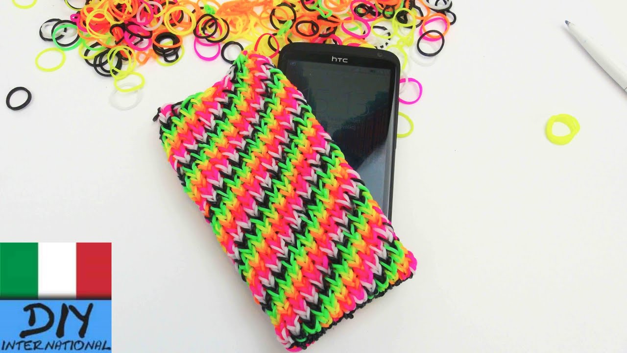 come realizzare una custodia per smartphone HTC One Plus rainbow loom bag in italiano