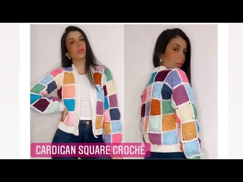 Cardigan Square Crochê - YouTube