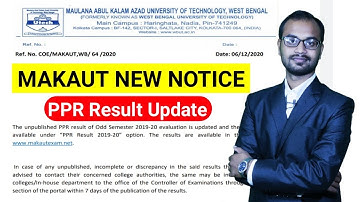 MAKAUT UNIVERSITY NEW NOTICE - PPR Result Update