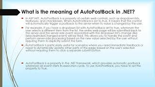 What is the meaning of AutoPostBack in NET