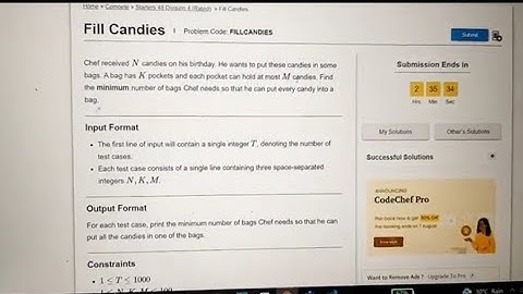 Fill Candies | Codechef Starter 48 | Coder Insaan