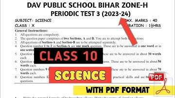 Dav class 10 question paper of science of periodic test 3 examination | Dav paper Zone | 2023 |