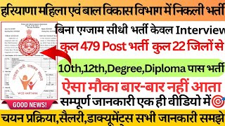 हरियाणा महिला एवं बाल विकास विभाग भर्ती 2025 || Haryana WCD Recruitment 2025 || Haryana WCD Vacancy