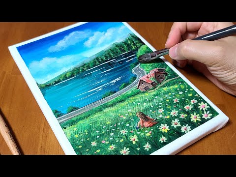 호수 풍경┃아크릴화 풍경화 그림그리기┃Acrylic painting