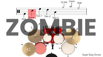 Zombie - The Cranberries | BEGINNERS DRUMS | Scrolling Scores