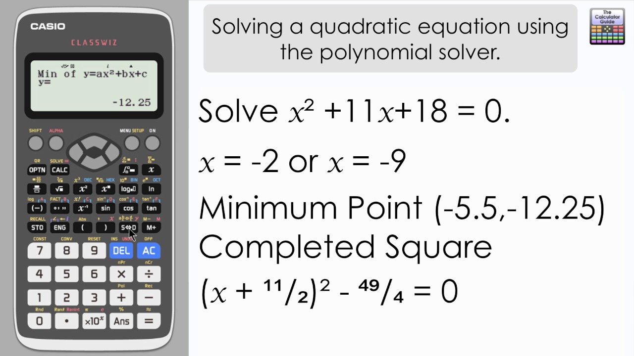 Solve Quadratic Equation Using Classwiz Polynomial Solver- fx-991EX fx-570EX - YouTube