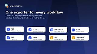 Grok Exporter - Export Grok Chats to PDF, DOCX, Markdown, HTML, JSON, ZIP