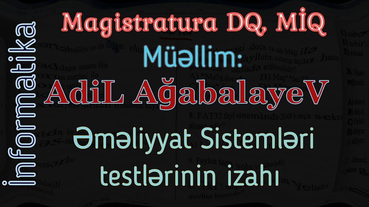 Əməliyyat Sisteminə aid testlərin izahı