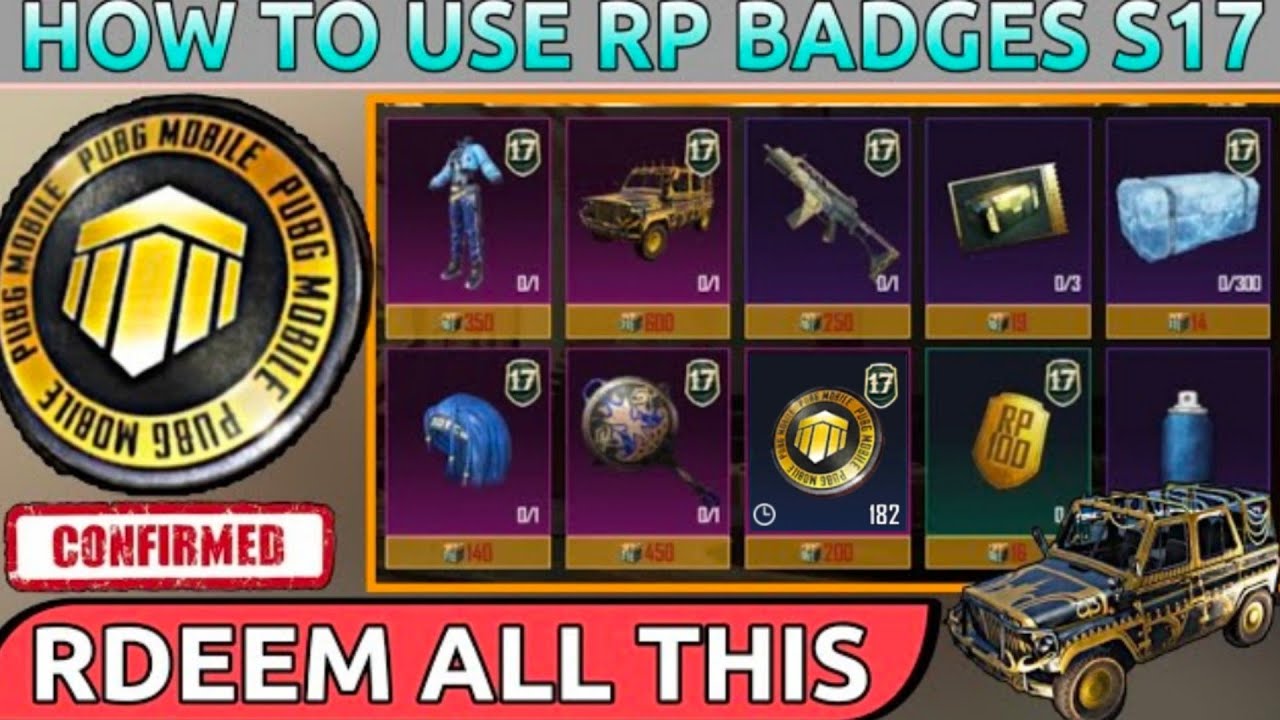 HOW TO USE RP BADGES IN SEASON 17 PUBG MOBILE || REDEEM 224 ROYAL ADVENTURE COINS IN PUBG MOBILE