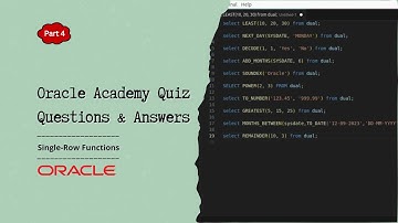 Oracle Academy Quiz Part 4🧩| Single Row Functions🎓| SQL Interview Questions